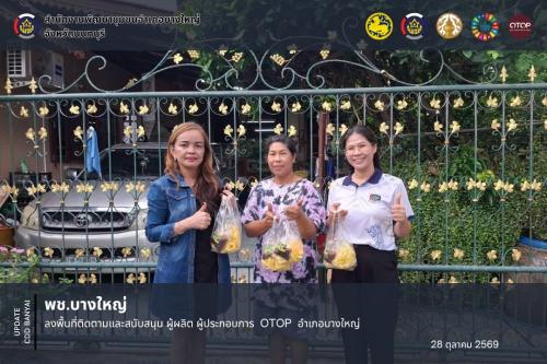 พช.บางใหญ่ ลงพื้นที่ติดตามและสนับสนุน ผู้ผลิต ผู้ประกอบการ OTOP อำเภอบางใหญ่